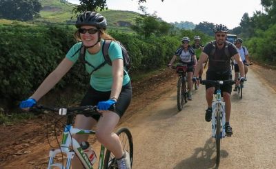 Kay Thompson Cycling on the  tour with redspokes